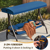 3 in 1 Outdoor Porch Swing with Adjustable Canopy, 3 Seat Outdoor Swing for Adults - Photo 3
