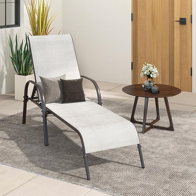 Nightcore Chaise Lounge Chair Outdoor, Pool Chair with 5 Adjustable Backrest, Patio Lounge Chairs with Breathable Fabric - Photo 2