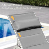 Domi Patio Chaise Lounge Set of 2 with Side Table, Adjustable Full Aluminum Pool Lounge for Outside with Wheels - Photo 2