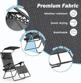 Goplus Zero Gravity Chairs, X-Large Folding Lounge Lawn Chair w/Canopy Shade & Cup Holder - Photo 4