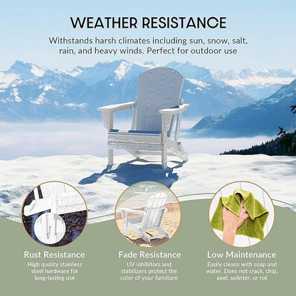 WestinTrends Malibu 4-Piece Set Outdoor Folding Poly Adirondack Chair, White