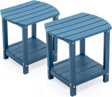 Adirondack Small Outdoor Side Table - Weatherproof HDPE Patio End Table with 2-Tier Storage for Firepit, Balcony, Garden - Photo 1