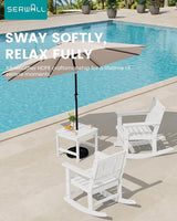 SERWALL HDPE Outdoor Rocking Chairs Set of 6, All Weather 4 Porch Rockers with 2 Side Tables - Photo 8