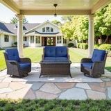 Belord Patio Furniture Set with Fire Pit Table, 8 Piece Wicker Outdoor Furniture Set - Photo 9