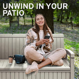 EconoHome 3 Seat Outdoor Storage Bench with Rain Cover - 90 Gallon Capacity - Weatherproof Resin Bench for Patio, Porch - Photo 6