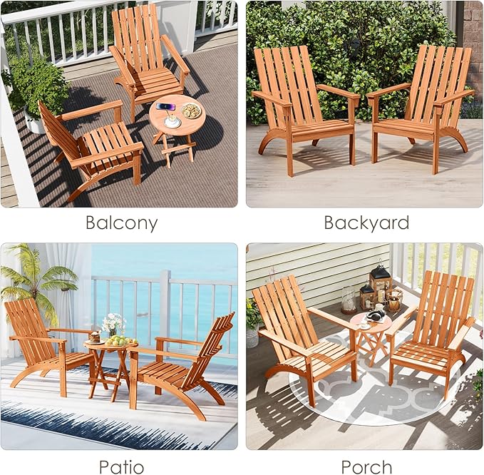 DORTALA Adirondack Chair, Acacia Wood Fire Pit Chair with Backrest and Armrests, 400 LBS Weight Capacity - Photo 7