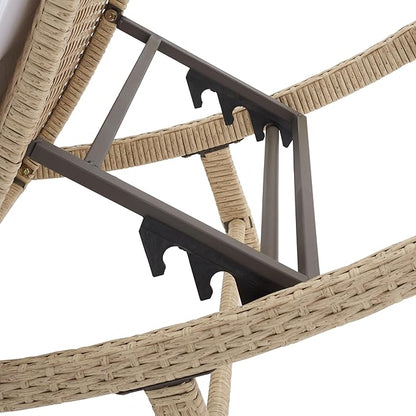 SAFAVIEH Outdoor Collection Colley Beige/White Cushion Wicker Chaise Lounge