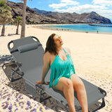 MOPHOTO Folding Chaise Lounge Chair 5-Position, Folding Cot, Heavy Duty Patio Chaise Lounges for Outside, Poolside - Photo 2