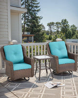 Patio Chairs Outdoor Swivel Glider - Set of 2 High Back Outside Brown Wicker Rattan Rocking Chair with Thick Cushion - Photo 5