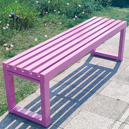Outdoor Metal Garden Bench, Steel Frame Backless Design, Weatherproof for Lawn, Yard, Porch, and School Use