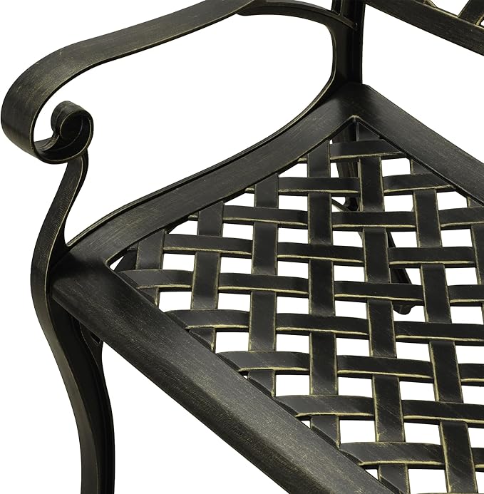 Clihome Patio Bench Garden Benches for Outdoors Cast Aluminium Park Bench Metal Porch Bench Front Porch Bench for Outdoor for Balcony, Porch, Backyard, Garden