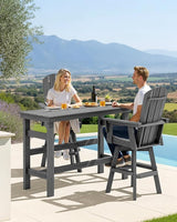 SERWALL 3-Piece Swivel Adirondack Bar Set, HDPE Swivel Bar Height Chairs Set of 2 with Bar Table - Photo 5