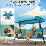 3 in 1 Outdoor Porch Swing with Adjustable Canopy, 3 Seat Outdoor Swing for Adults - Photo 4