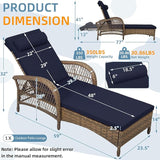 Outdoor Chaise Lounge Chair, PE Wicker Long Recliner Patio Lounge Chair with Cushion - Photo 2