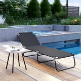 Outsunny Folding Chaise Lounge Pool Chairs, Outdoor Sun Tanning Chairs with 5-Level Reclining Back - Photo 10