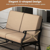 Giantex 2-Person Outdoor Glider, Rocking Chair Loveseat with Detachable Thick Cushions, Metal Frame, 660Lbs Capacity - Photo 6
