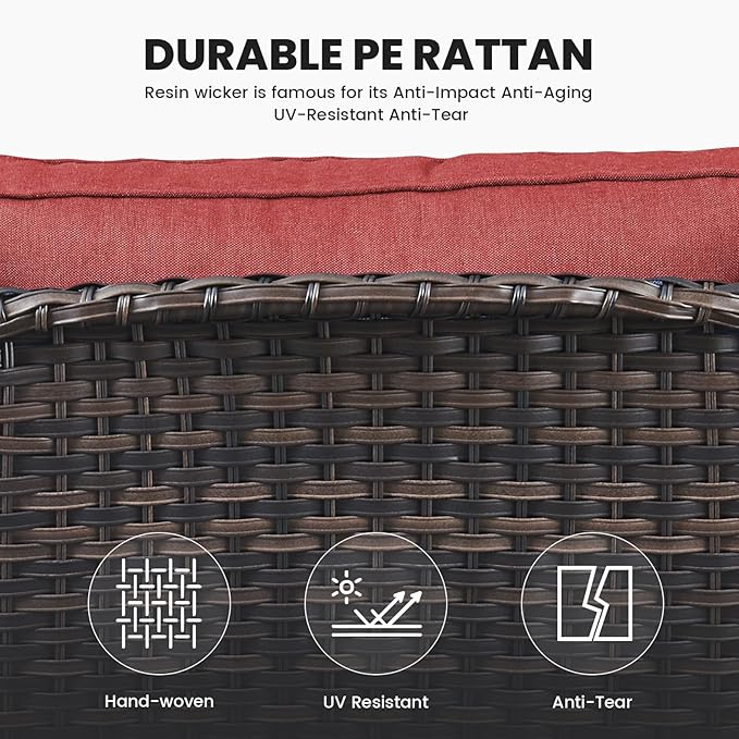 Belord Wicker Furniture 4 Pieces Outdoor Patio Furniture Set Patio Chairs with Ottomans Conversation Set for Porch - Photo 6