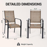 Patio Chairs Set of 8, Outdoor Dining Chairs High Back, All-Weather Padded Textilene Chair for Lawn Porch Garden - Photo 3