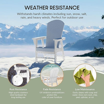 WestinTrends Malibu Outdoor Patio HDPE Plastic Adirondack Dining Chair White