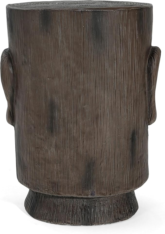 Christopher Knight Home Myan Concrete Outdoor Side Table, MGO Moai Statue Pedestal End Table, Small Coffee Table for Patio Garden, Easter Island Moai Outdoor Plant Stand for Balcony Yard Lawn, Grey