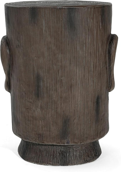 Christopher Knight Home Myan Concrete Outdoor Side Table, MGO Moai Statue Pedestal End Table, Small Coffee Table for Patio Garden, Easter Island Moai Outdoor Plant Stand for Balcony Yard Lawn, Grey