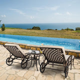 VINGLI Cast Aluminum Outdoor Chaise Lounge Chair with Wheels Set of 2 - Photo 7