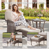 Patio Furniture Set with Fire Pit Table - 7 Pieces All-Weather Wicker Outdoor Furniture with High Back Swivel Chairs - Photo 4