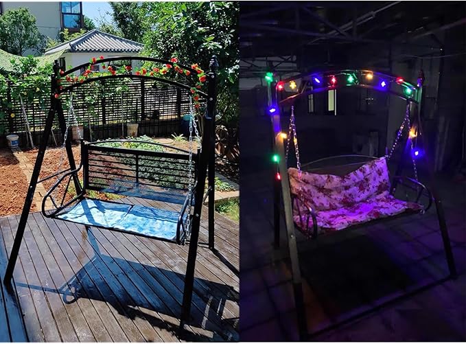 Upgraded Metal Patio Porch Swing with A-Frame Stand Heavy Duty Metal Hanging Porch Swing Chair Patio Hanging Bench - Photo 3