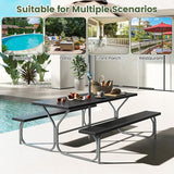 Giantex 6FT Picnic Table Bench Set Outdoor Camping All Weather Metal Base Wood-Like Texture Backyard Poolside Dining - Photo 9