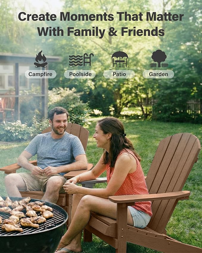 YEFU Adirondack Chairs Set of 6: Outdoor Chair HIPS Plastic Adirondack Chairs - Patio Chairs with Wood Texture - Lawn - Photo 7