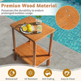 Outvita Outdoor Side Table, Acacia Wooden End Table Small Coffee Table for Patio Balcony Garden Living Room Bedroom - Photo 4