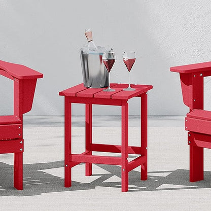 WestinTrends Malibu Square Outdoor Side Table for Adirondack Chair, Red