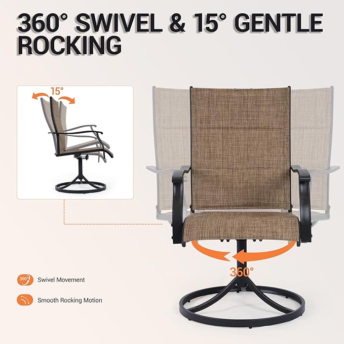 Patio Swivel Chairs Set of 2, Outdoor Dining Chairs High Back - Photo 7