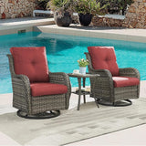 Rilyson Patio Chairs Rocking Swivel Chiar - 3 Piece Outdoor Wicker Patio Bistro Set Rattan Rocker Glider Chairs with - Photo 8