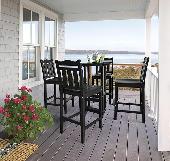 nalone Outdoor Bar Chairs and Table Set, HDPE Balcony Adirondack Chairs and Tables 3 Pieces Set - Photo 7