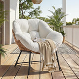 ONBRILL Outdoor Egg Chair, Indoor Lounge Chair for Patio, Bedroom, Living Room, Porch - Beige - Photo 1