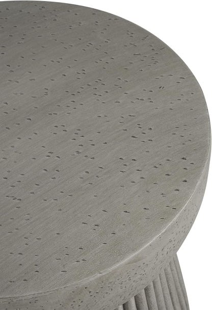 Outdoor Side Table Concrete End Table Faux Stone Side Tables Small Coffee Tables for Indoor Outdoor, Garden Stool Plant Stand for Porch, Backyard Patio, 15.75"X18" Dark Grey-Round