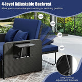 COSTWAY Patio Rattan Daybed with Cushions, Outdoor Wicker Loveseat Sofa with Storage Ottoman - Photo 4