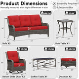 8 Piece Outdoor Wicker Patio Furniture Set, Outdoor Swivel Rocker Patio Chairs Set with Thickened Olefin Cushions - Photo 2