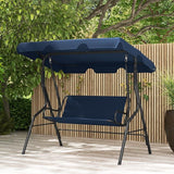 RELAX4LIFE 3-Person Porch Swing Chair - Outdoor Swing w/Adjustable Canopy, Removable Cushion & Metal Frame Stand - Photo 2