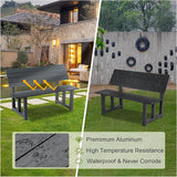 TECSPACE 47 Inches Aluminum Picnic Table Bench Black, Covertible Outdoor Bench with 400 LBS Weight Capacity for Park - Photo 4
