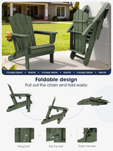 KINGYES Folding Adirondack Chair Set of 2, HDPE All-Weather Patio Chairs with Cup Holder - Photo 4