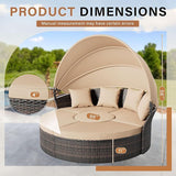 Crownland Outdoor Daybed with Retractable Canopy, Patio Round Daybed with Washable Cushions, Clamshell Sectional Seating - Photo 3