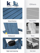 KINGYES Folding Adjustable Adirondack Chair with Ottoman & 2 Cup Holders Set of 4 - Photo 9