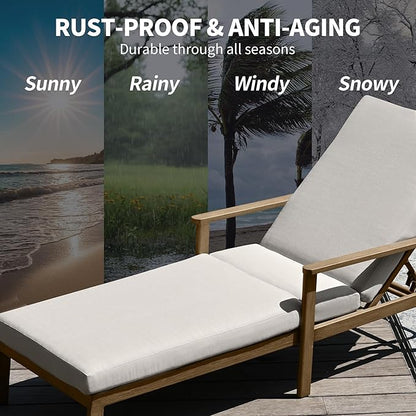 Outdoor Chaise Lounge, Aluminum Chaise Lounge Outdoor with Cushion, 6-Position Adjustable Pool Chaise Lounge Chairs, Outdoor Pool Recliners Chair for Beach, Yard, Poolside