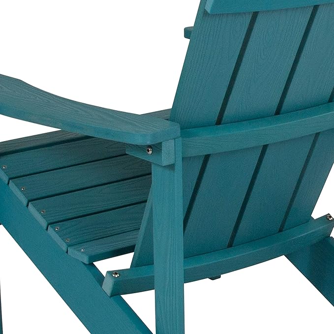 Flash Furniture Charlestown Poly Resin Adirondack Chair - Sea Foam - All Weather - Indoor/Outdoor - Set of 4 - Photo 10