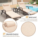 HOMREST Wicker Chaise Lounge Set of 2, Pool Lounge Chair with Side Table - Photo 3