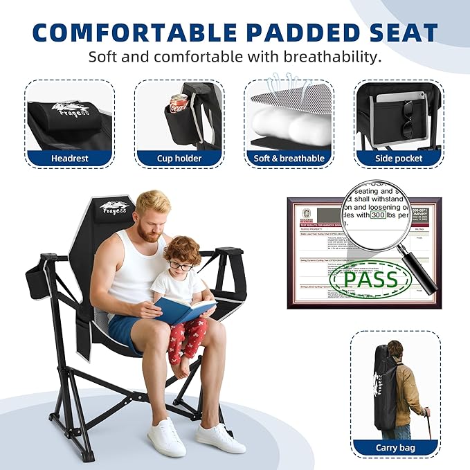 Portable Hammock Camping Chair with Adjustable Back, Folding Hammock Chair Supports 330lbs, Camping Swing Chair for Adults, Camping Hammock Chair for Lawn, Concerts, Backyard, Stargazer