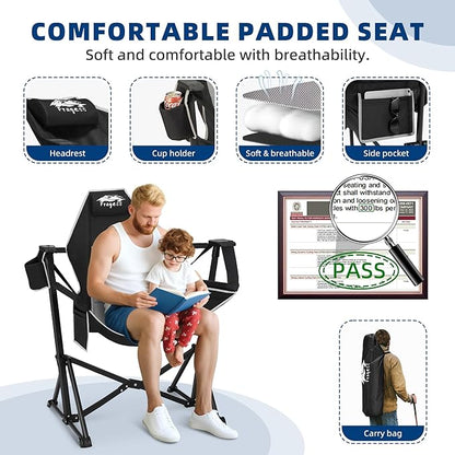 Portable Hammock Camping Chair with Adjustable Back, Folding Hammock Chair Supports 330lbs, Camping Swing Chair for Adults, Camping Hammock Chair for Lawn, Concerts, Backyard, Stargazer