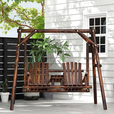Outsunny Wooden Porch Swing with Stand, 2-Seat Patio Swing Chair with Center Table, for Garden, Poolside, Backyard - Photo 6